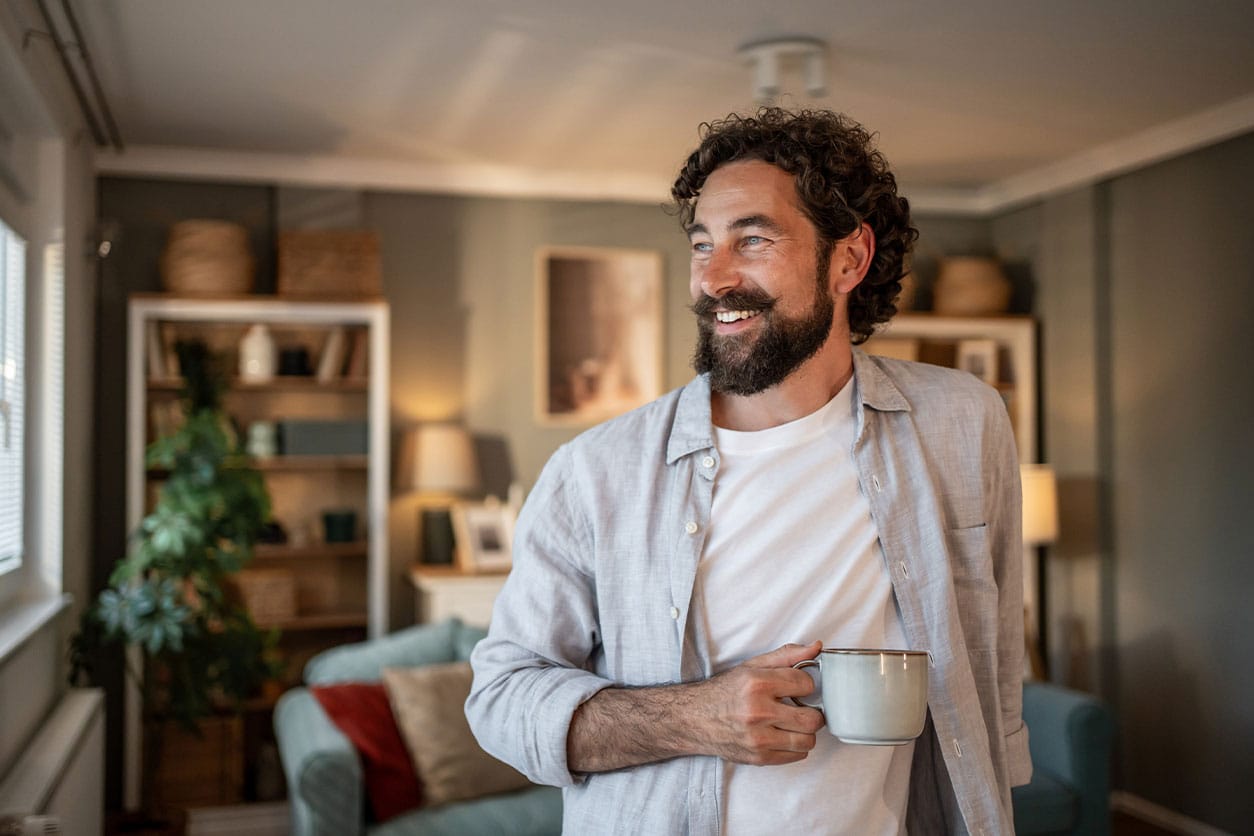 man smiling after getting low t therapy in The Woodlands, TX